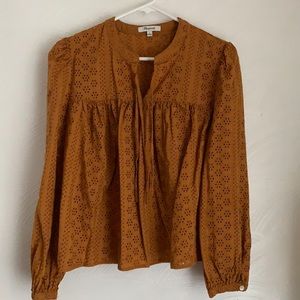 Madewell Double Tie Eyelet Peasant Top Large